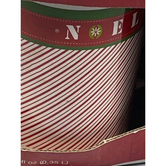 holiday mug set of 2 12oz Christmas snowman trees strips noel red green READ new - Picture 6 of 6